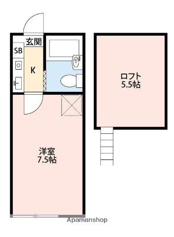 プラザ ドゥ サウザー(1K/2階)の間取り写真