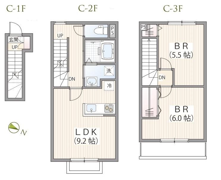 ミハス池上(2LDK/2階)の間取り写真