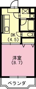1台付きクラスト弐番館(1DK/3階)の間取り写真