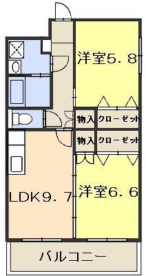 ラシーヌII(2DK/3階)の間取り写真