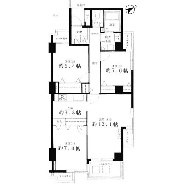 オーロヴェルデ田園調布(3LDK/2階)の間取り写真