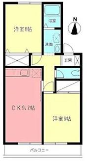 フラワーメゾン(2DK/2階)の間取り写真