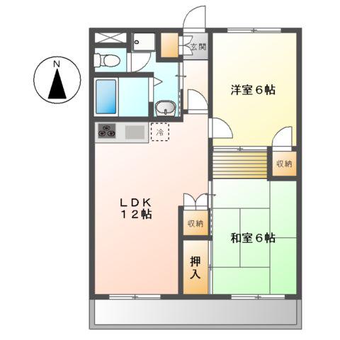 パレスサントピア2(2LDK/1階)の間取り写真
