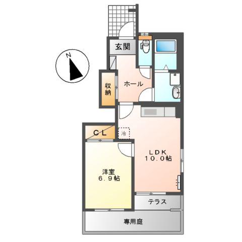 サンタプレイス(1LDK/1階)の間取り写真