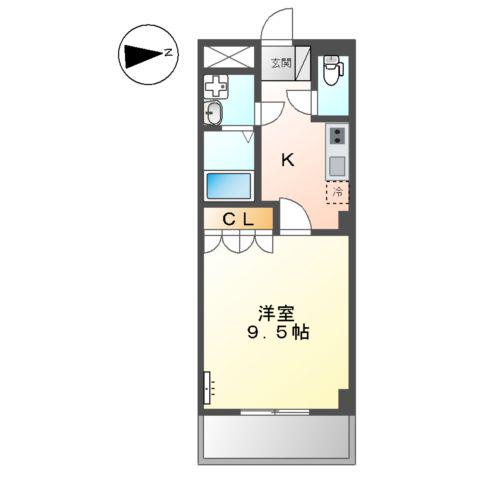 アヴニール(1K/2階)の間取り写真