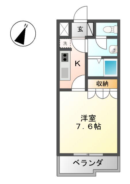 フローラーリア湘南(1K/1階)の間取り写真
