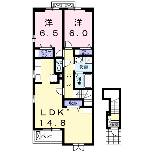 Ⅱ AURORE(2LDK/2階)の間取り写真