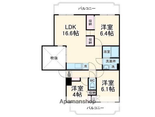 厚木国際飯山レジデンス(3LDK/2階)の間取り写真