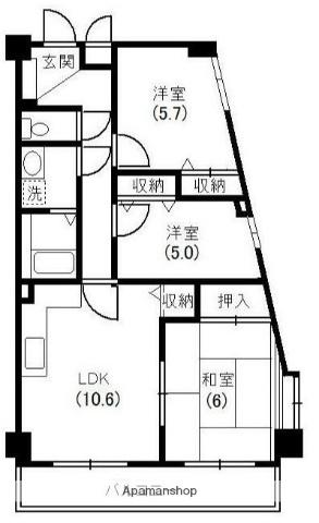 ヴァン・クレール(3LDK/2階)の間取り写真