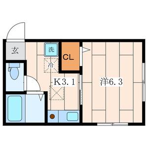 アミティエ(1K/2階)の間取り写真