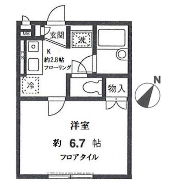 ハイツ・ヤマカA棟(1K/1階)の間取り写真