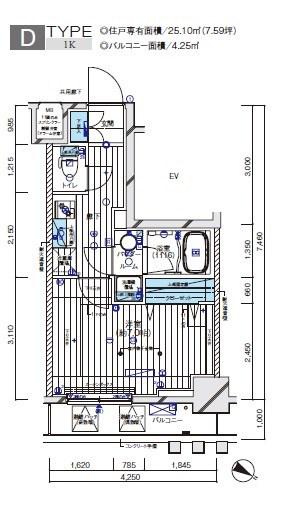 メインステージ横濱伊勢佐木3(1K/3階)の間取り写真