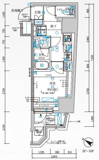 メインステージ横濱弥生町(1K/8階)の間取り写真