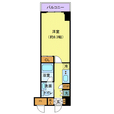 RISING PLACE石川町(1K/5階)の間取り写真