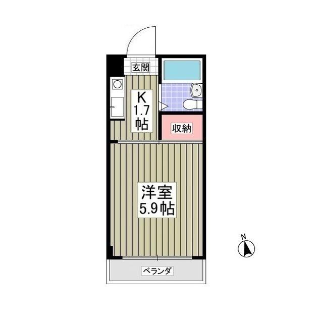 シャトール田口戸塚Ⅱ棟(1K/3階)の間取り写真