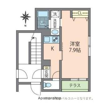 MONCHERIモンシェリ(1K/2階)の間取り写真