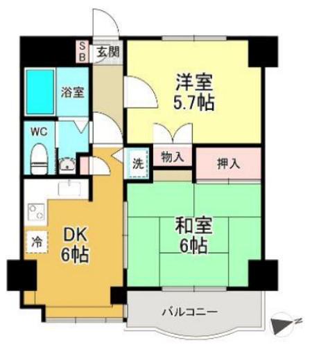 マキシムIK6(2DK/2階)の間取り写真