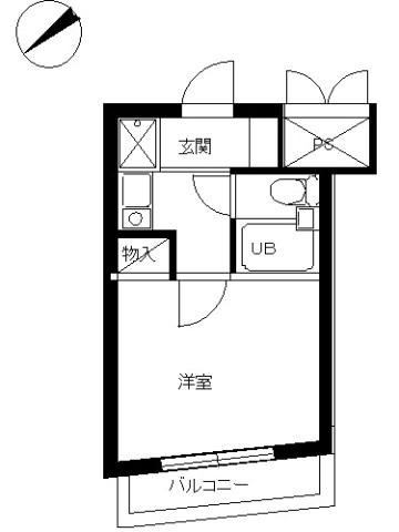 スカイコート川崎第8(1K/6階)の間取り写真