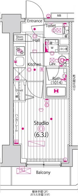 ガーラ・グランディ横濱関内 11階階 間取り