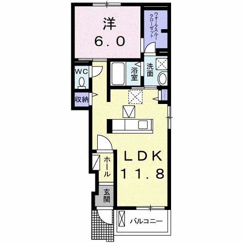 フォルトゥーナ ノール(1LDK/1階)の間取り写真