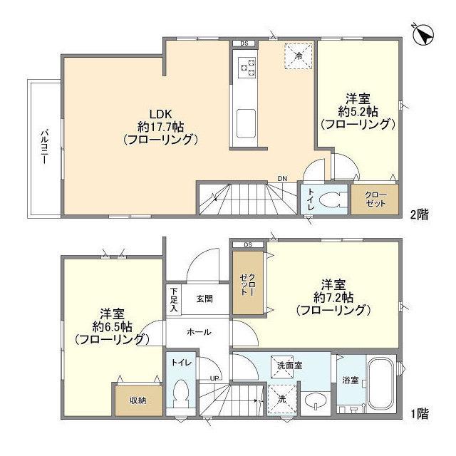 湘南新宿ライン宇須 戸塚駅 バス乗車時間：15分 上矢部バス停で下車 徒歩1分 2階建 築5年(3LDK)の間取り写真