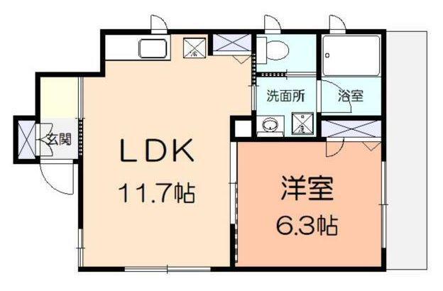 ロイヤル(1LDK/1階)の間取り写真