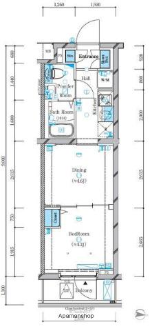 ガリシア池上Ⅱ(1DK/5階)の間取り写真