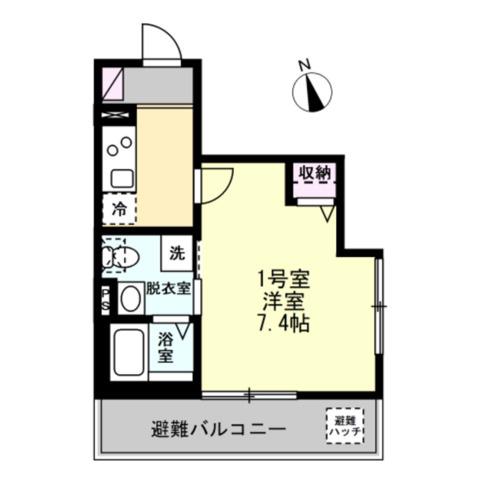 ベイルーム横須賀三春町(1K/1階)の間取り写真