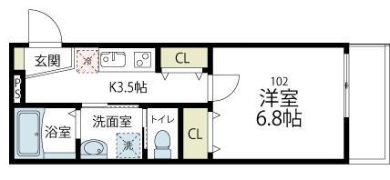 ZEHマンション小田(1K/1階)の間取り写真