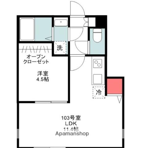 木もれ陽の丘MONREFUGE青葉台(1LDK/1階)の間取り写真