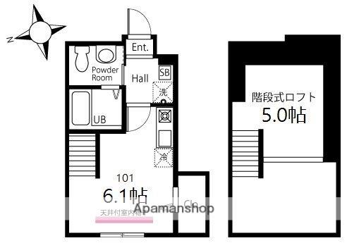ハーミットクラブハウス境之谷ⅡA棟(ワンルーム/1階)の間取り写真