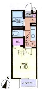 クレスト西戸部(1K/1階)の間取り写真