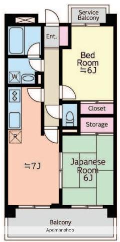 サンステージ茅ヶ崎(2DK/1階)の間取り写真