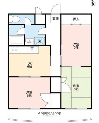 メゾン・ド・サンク(3DK/1階)の間取り写真