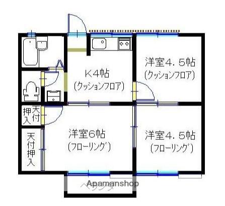 パークサイド善行(3K/2階)の間取り写真
