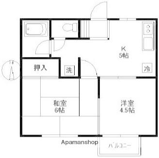 フラッツ片瀬山1(2K/2階)の間取り写真