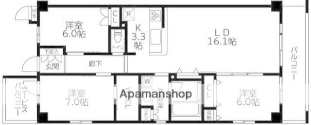 ヴィラボンヌール(3LDK/2階)の間取り写真