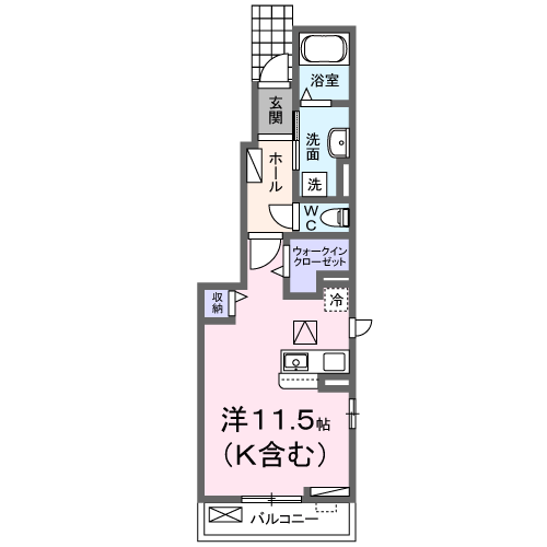 メゾンドC.W Ⅱ(ワンルーム/1階)の間取り写真
