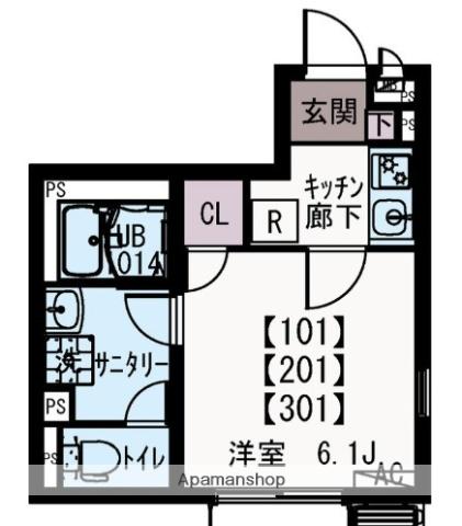 IXO川崎小田栄(1K/1階)の間取り写真