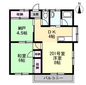 コーポ西湘(1LDK/2階)の間取り写真