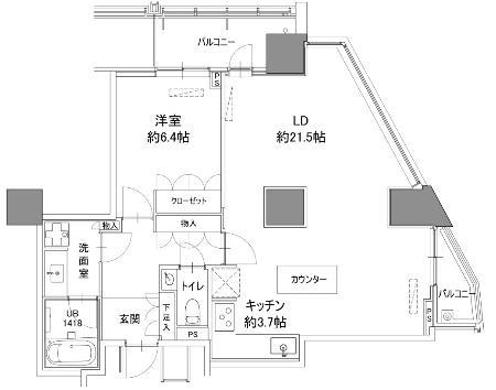 カスタリアタワー品川シーサイド(2LDK/23階)の間取り写真