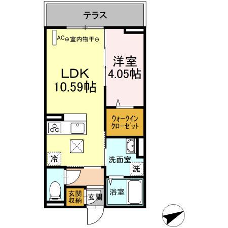 アーリントンハイツ矢部(1LDK/1階)の間取り写真