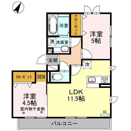 オリーブ(2LDK/2階)の間取り写真