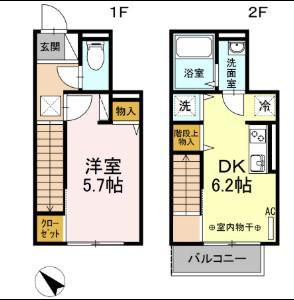 グレイスバレー永田東(1DK/1階)の間取り写真