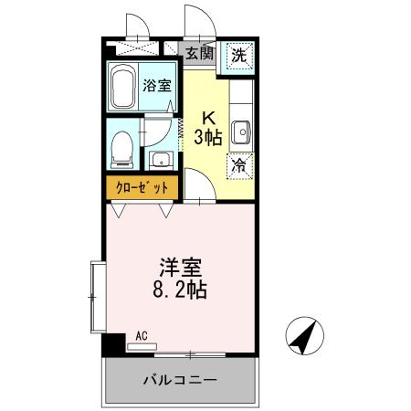 ブランシュ(1K/3階)の間取り写真