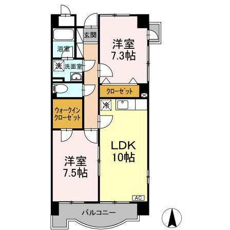 カラット中川(2LDK/6階)の間取り写真