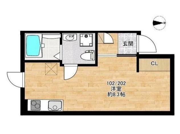 桜リーフ横浜(ワンルーム/1階)の間取り写真