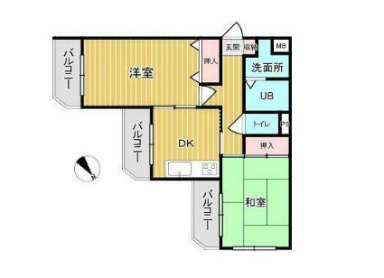 パークハイム林間(2K/2階)の間取り写真