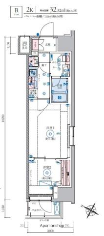 リヴシティ横濱関内参番館(2K/4階)の間取り写真