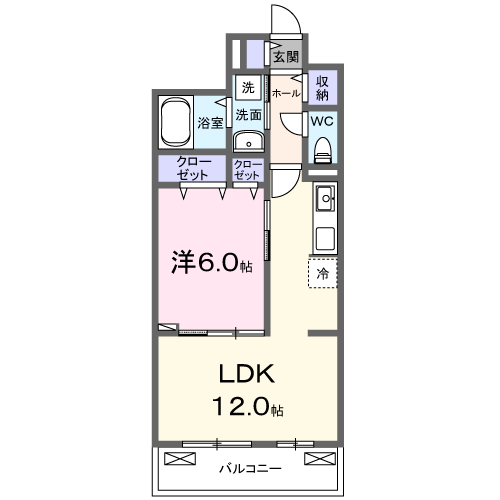 ベルクワルツ座間(1LDK/3階)の間取り写真